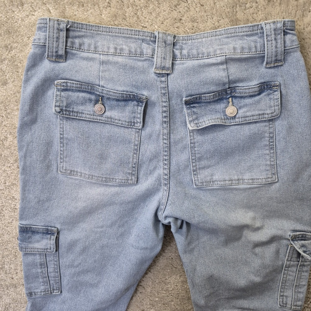 Kancan High Rise Cargo Jeans 7/27 Light Wash Blue Actual 30 Slim Straight Ankle - Picture 14 of 14